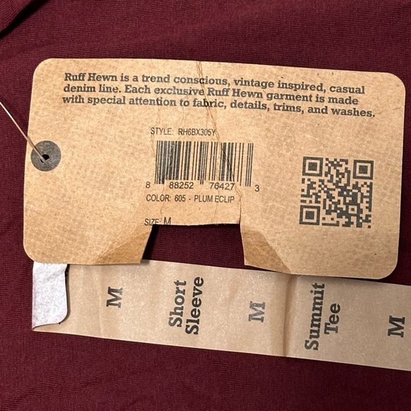 Men’s Ruff Hewn RH Medium Crew Neck Short Sleeve T-Shirt Top Tee Burgundy NWT - Picture 7 of 7